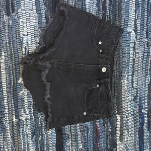 Black Distressed Jean Shorts